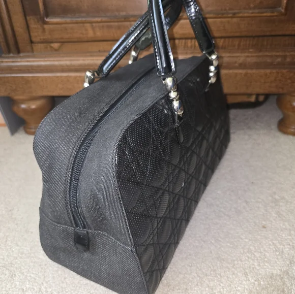 Black Denim Quilted Dior Hand Bag EUC - Picture 3 of 10